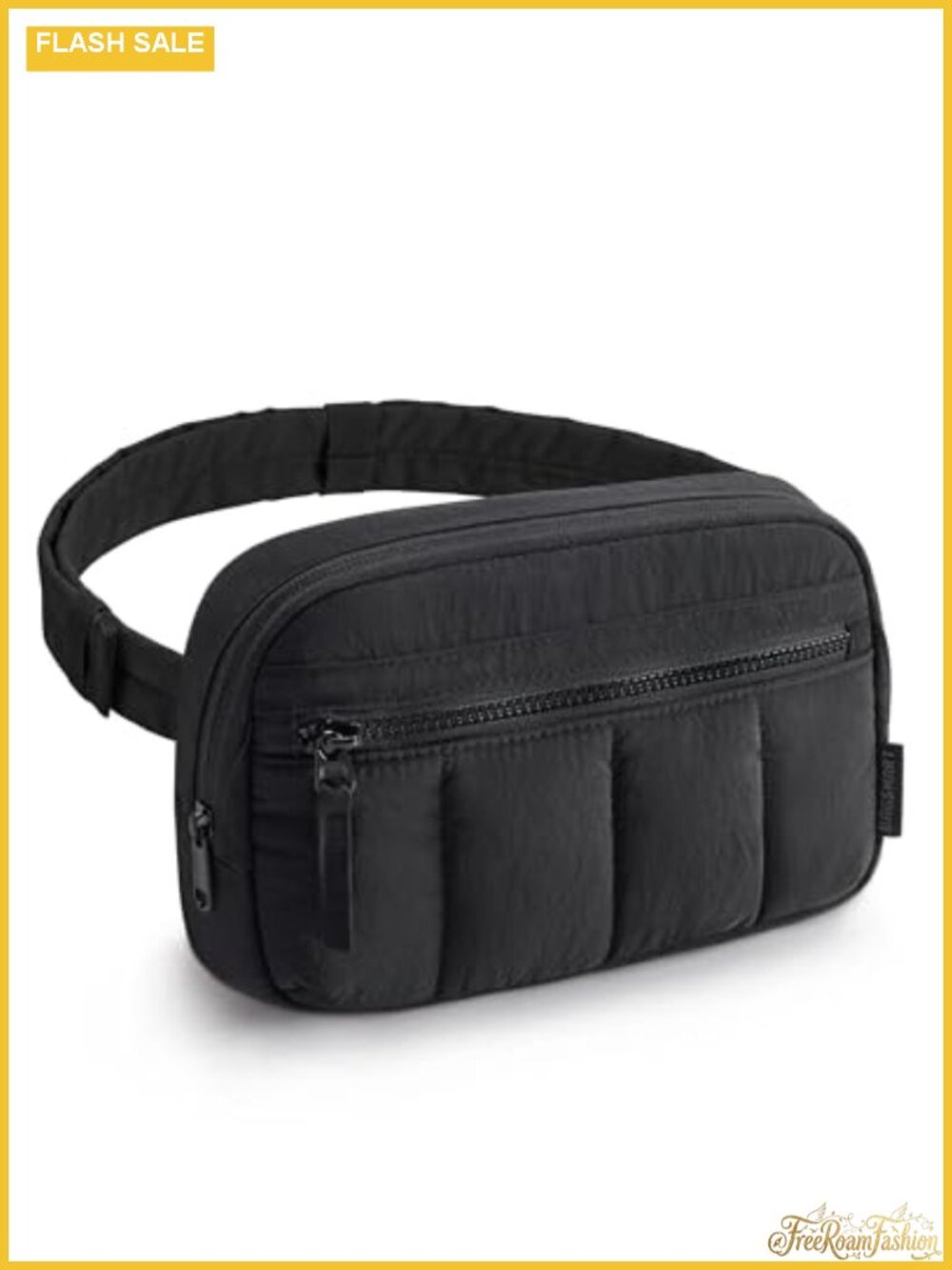 Quilted Puffy Nylon Belt Bag Fanny Pack Multi-Pocket Travel Crossbody
